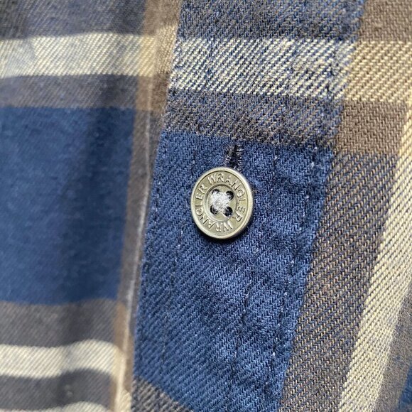 Wrangler ATG™ Men's Plaid Shirt XXL Blue Brown Plaid Button Up Elbow Patch - Picture 11 of 15